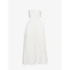 Zimmermann Rhiannon Corset Bodice Scallop Linen Midi Sundress In Ivory