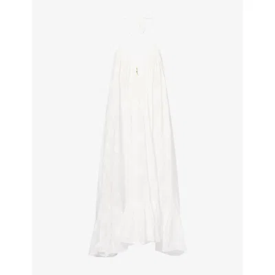 Zimmermann Womens Ivory Solstice Sculpted V-neck Cotton Midi Dress Xs In White