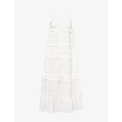 Zimmermann Womens Ivory Solstice Tiered Cotton Midi Dress Xxs In White