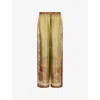 Zimmermann Womens Khaki Scarf Floral Indra Wide-leg Silk Trousers In Green