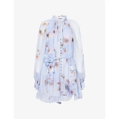 Zimmermann Womens Lilac Poppy Hypnotic Long-sleeves Woven Playsuit Xs
