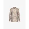Zimmermann Womens Denim Paisley Logo-embroidered Silk Shirt