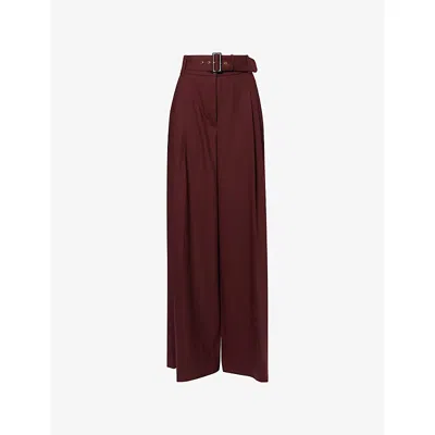 Zimmermann Womens Mahogany Luna Tailored Wool-blend Trousers In Brown