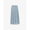 Zimmermann Aster Metallic Flared Ottoman Stitch Sweater Skirt In Blue