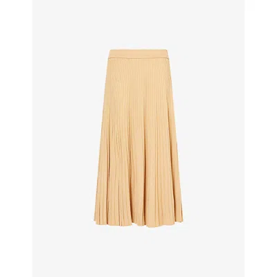 Zimmermann Womens Metallic Gold Luna Pleated Metallic Rib-knit Midi Skirt Xxs