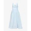 Zimmermann Womens Mint Illuminate V-neck Linen-silk Midi Dress Xs In Mint