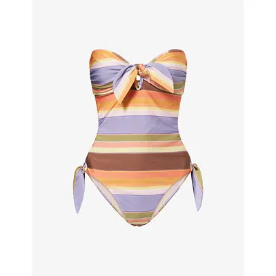 Zimmermann Womens Multi Solstice Scarf Tie Swimsuit In Animal Print
