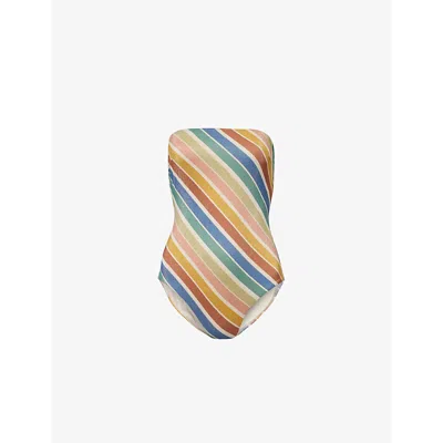Zimmermann Womens  Everley Metallic-stripe Swimsuit In Multi Stripe