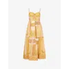 Zimmermann Womens Mustard Bandana Lucky Corset Cotton Midi Dress Xl In Yellow