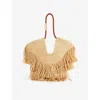 Zimmermann Goldentime Beoge Shoulder Bag With Adjustable And Removable Shoulder Strap And Fringed Details In Ra In Neutral