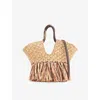 Zimmermann Womens Natural Goldentime Fringed Small Raffia Tote Bag In Brown