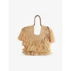 Zimmermann Goldentime Beoge Shoulder Bag With Adjustable And Removable Shoulder Strap And Fringed Details In Ra In Neutral