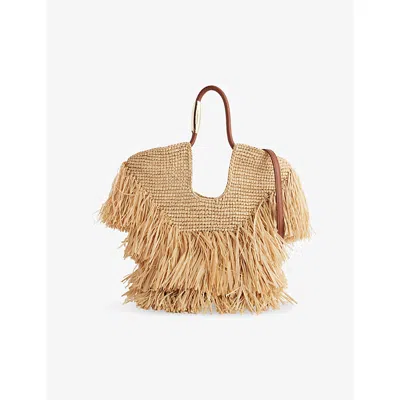 Zimmermann Womens Natural Goldentime Small Fringed Raffia Tote Bag