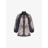 Zimmermann Rhiannon Billow Blue Blouse With High Neck And All-over Paisley Print In Ramie Woman In Blue