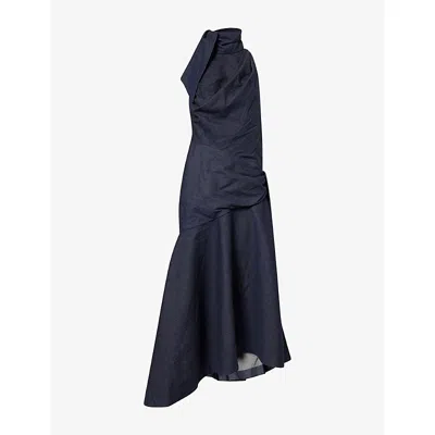 Zimmermann Womens Night Sky Valiant Draped Denim Midi Dress In Blue