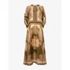 Zimmermann Mahon Paisley Print Habutai Silk Maxi Dress In Brown