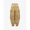 Zimmermann Womens Olive Perla Paisley Luna Harem Silk Trousers Xl In Brown