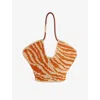 Zimmermann Womens Orange Zebra Goldentime Medium Zebra-pattern Raffia Tote Bag