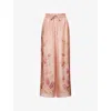 Zimmermann Pink Botanical Floral Silk Habotai Cascadian Trousers In Multi