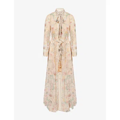 ZIMMERMANN WOMENS ZIMMERMANN PUSSYBOW SHIRT WOVEN MIDI DRESS