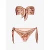 Zimmermann Womens Pink Paisley Floral Aster Scarf Tie Bikini Set Xs In Brown