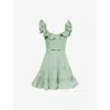 Zimmermann Womens Eucalyptus Pleated Frilled Woven Mini Dress In Green