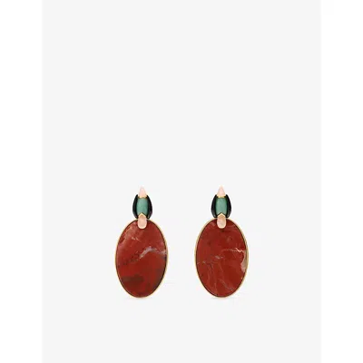 Zimmermann Womens Plume Gold-plated Brass Drop Earrings Gold Dark Red