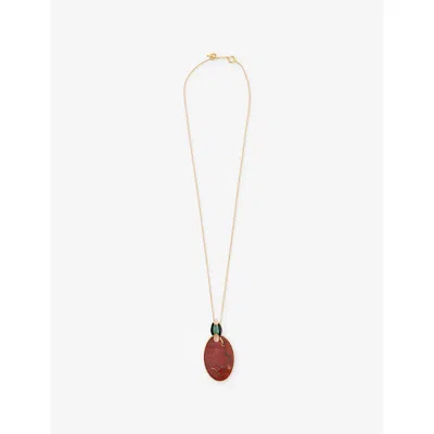 Zimmermann Womens Plume Gold-plated Brass Pendant Necklace Gold Dark Red