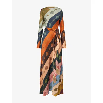 Zimmermann Womens Prism Stripe Ascent Bias Woven Maxi Dress Xxs