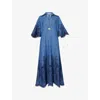 Zimmermann Coco Embroidered Denim Long Dress