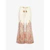 Zimmermann Rhiannon Multicolor Flared Pants With Drawstring Waist And Paisley Print In Cotton Woman In Cream Paisley