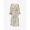 Zimmermann Womens Sage Multi Floral Coco Belted Silk Midi Dress In Green