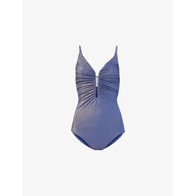 Zimmermann Womens  Tallow Metallic-weave Swimsuit In Sapphire