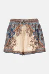 Zimmermann Ascension Multicolor Shorts With Elastic Drawstring And All-over Print In Silk Woman