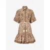 Zimmermann Womens Spliced Print Wanderlust Lantern Cotton Mini Dress In Brown
