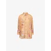 Zimmermann Womens Tan Floral Patience Relaxed Silk Shirt In Orange