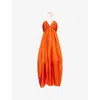 Zimmermann Womens Tangerine Mahon Halter-neck Silk Maxi Dress Xl In Orange