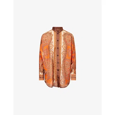ZIMMERMANN WOMENS MAHON DOLMAN SILK SHIRT TANGERINE PAISLEY