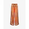 Zimmermann Womens Tangerine Paisley Mahon Relaxed Silk Trousers In Multi