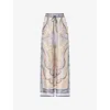 Zimmermann Wanderlust Paisley Relaxed Wide Leg Habutai Silk Drawstring Pants In Multi