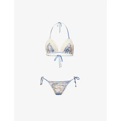 Zimmermann Womens  Cascadian Crochet Triangle Bikini Set