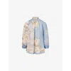 Zimmermann Womens Cascadian Billow Floral Woven Blouse Teal Blue Botanical In Multi