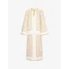 Zimmermann Womens Cream Geo Print Tunic Relaxed-fit Linen Midi Dress Xs