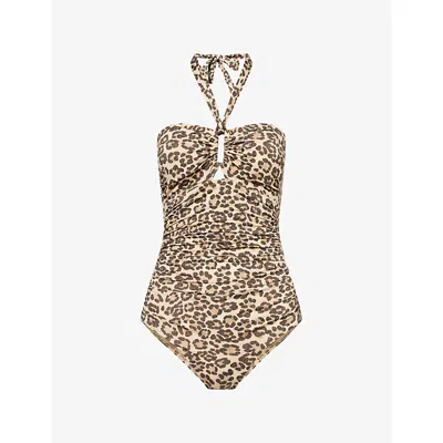 Zimmermann Womens Wanderlust Wide Link Leopard Swimsuit In Brown