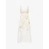 Zimmermann Womens Balance Floral-print Linen Midi Dress White Hydrangea Xs In Neutral
