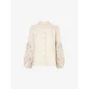 Zimmermann Balloon Sleeves Embroidered Linen Blouse In Cream