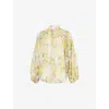 Zimmermann Acacia Scalloped Floral-print Ramie-voile Blouse In Yellow Floral
