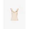 Zimmermann Ruffled Sleeveless Knit Top In Cream Gold