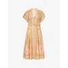 Zimmermann Acacia Belted Linen Shirt Dress In Pink Multi