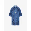 Zimmermann Aster Broderie Anglaise-trimmed Cotton-denim Mini Dress In Blue